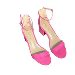 Dream Pairs Womens Pink Low-Chunk Heel Sandals With Ankle Strap Size 8.5